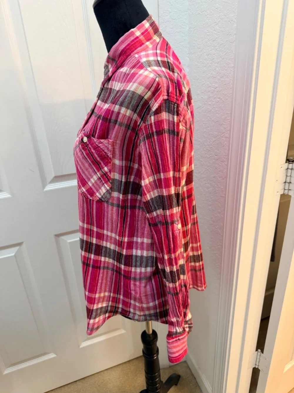 Lauren Ralph Lauren Pink Plaid Western Shirt – Women’s Size L - Picture 4 of 8